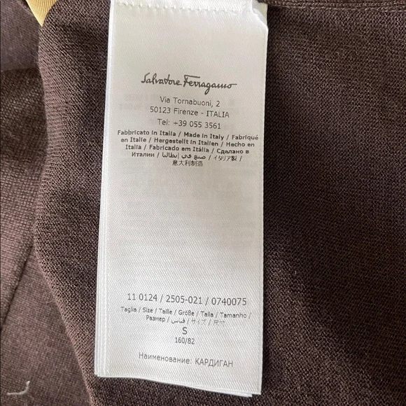 NWT Salvatore Ferragamo long brown Wool Silk cardigan
